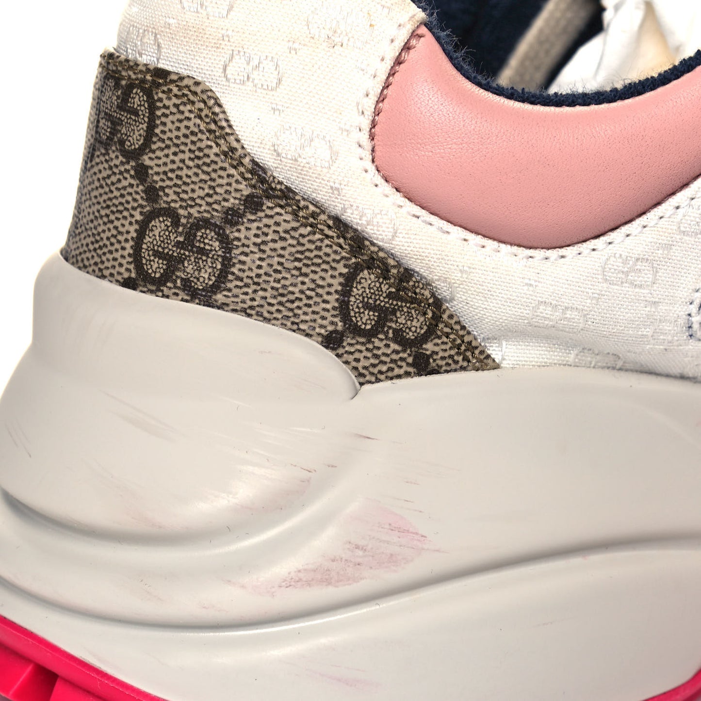 GG Supreme Monogram Mix Monogram Womens Rhyton Sneakers 39 London Blue Beige Pale Pink