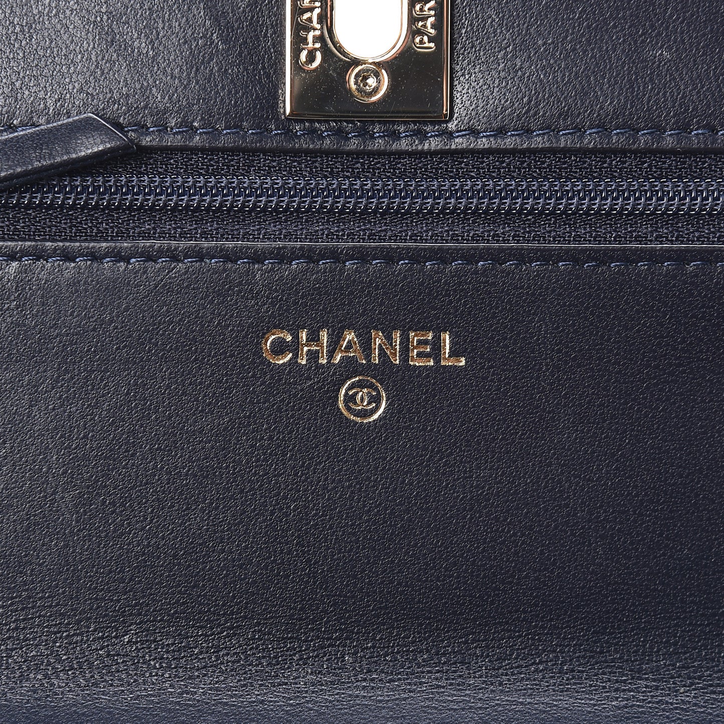 Lambskin Quilted Trendy CC Wallet On Chain WOC Navy