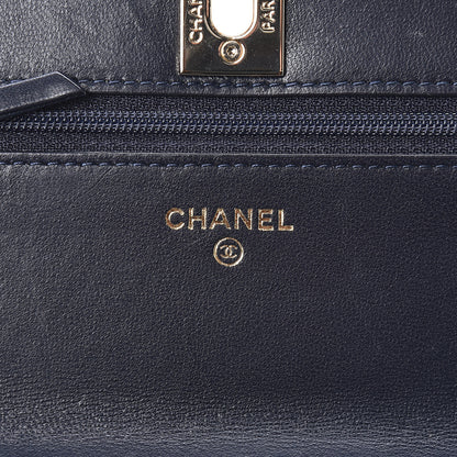 Chanel Lambskin Quilted Trendy CC Wallet On Chain WOC Navy 6 of 12