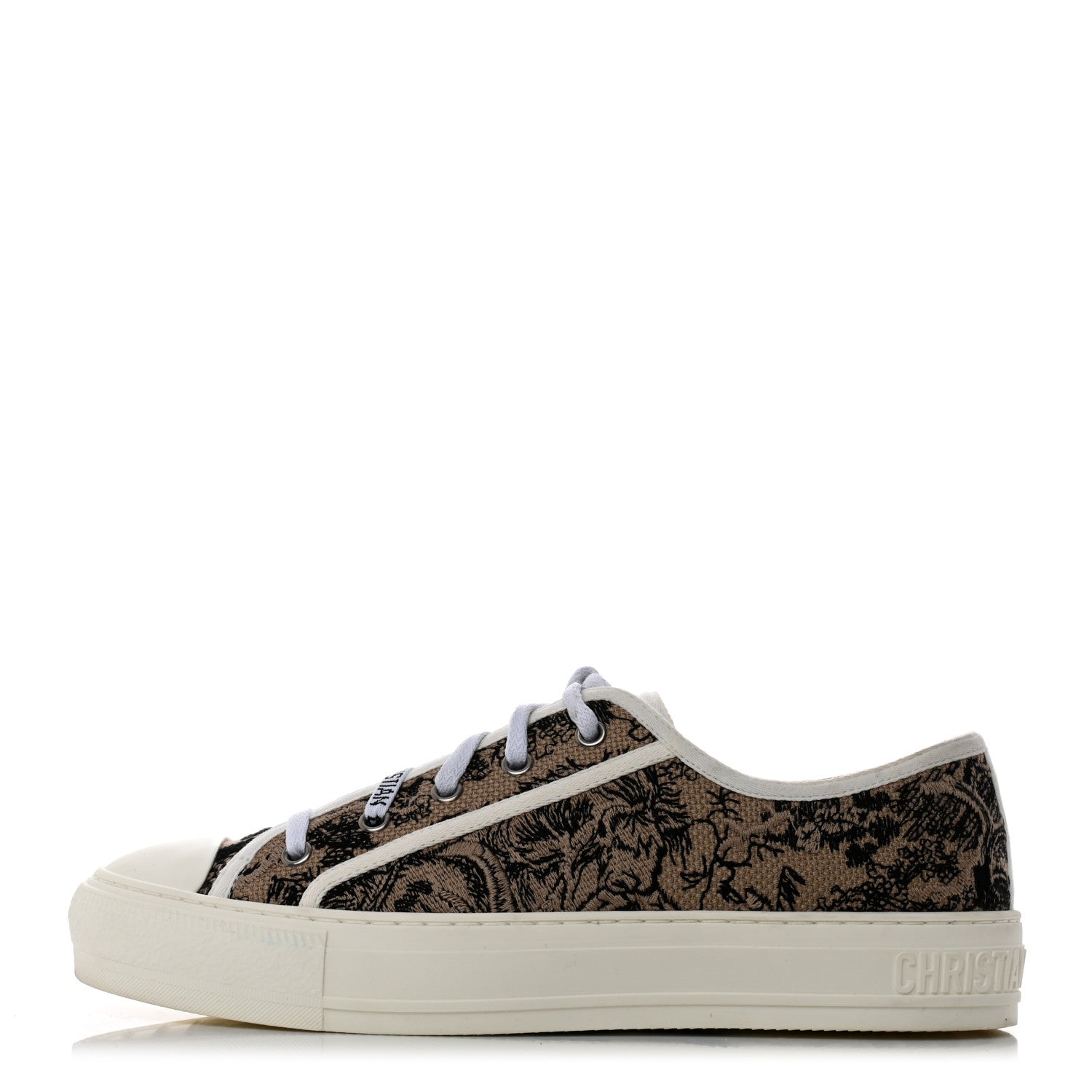 Christian Dior Canvas Toile De Jouy Embroidered Womens Walk'N'Dior Low Top Sneakers 40.5 Hazelnut Black 1 of 8