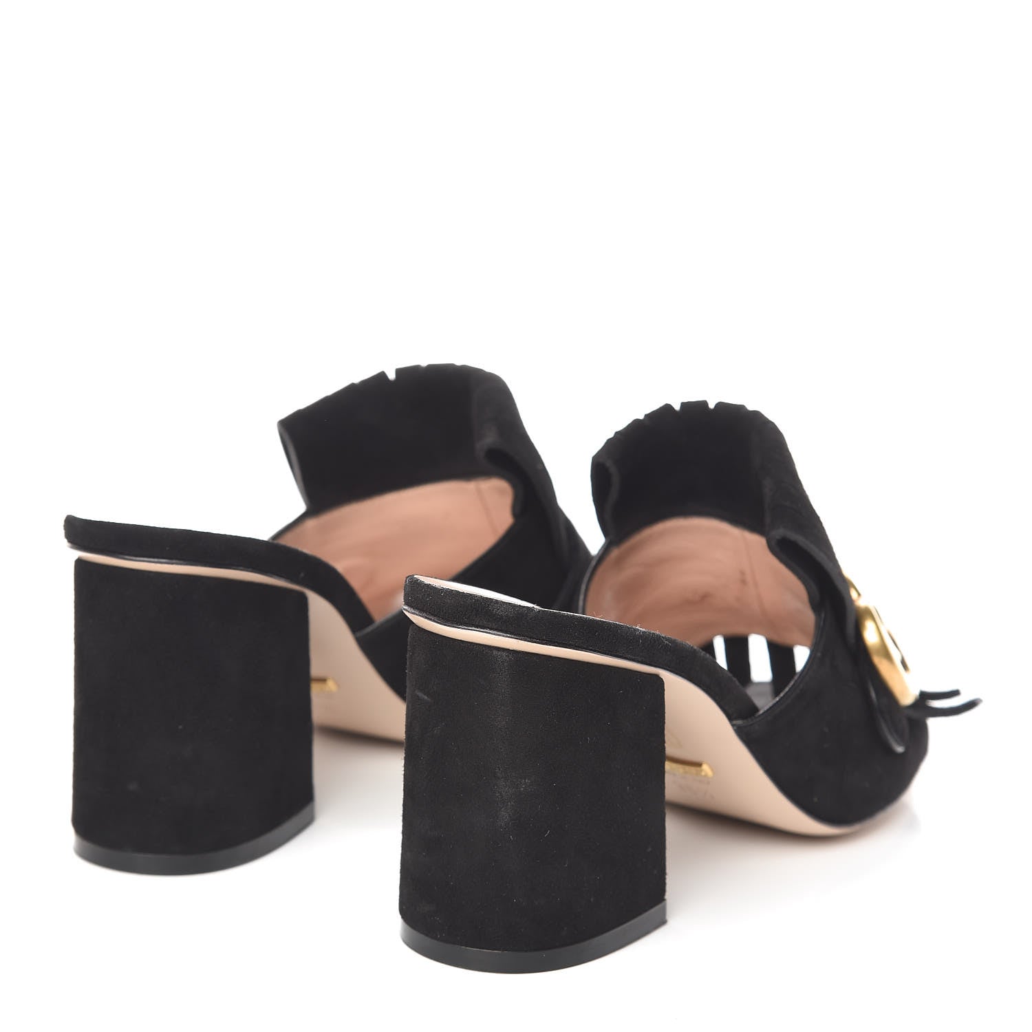 Gucci Kid Scamosciato GG Marmont Fringe 75mm Slide Sandals 36.5 Black 4 of 11