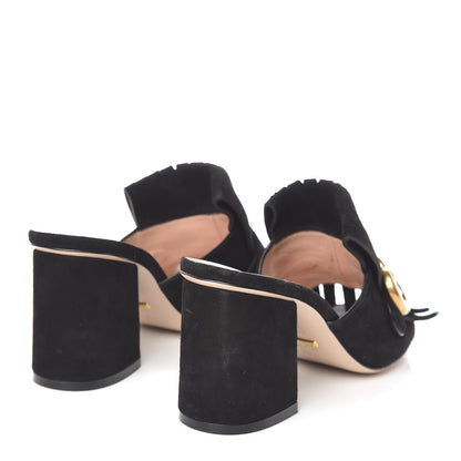 Gucci Kid Scamosciato GG Marmont Fringe 75mm Slide Sandals 36.5 Black 4 of 11