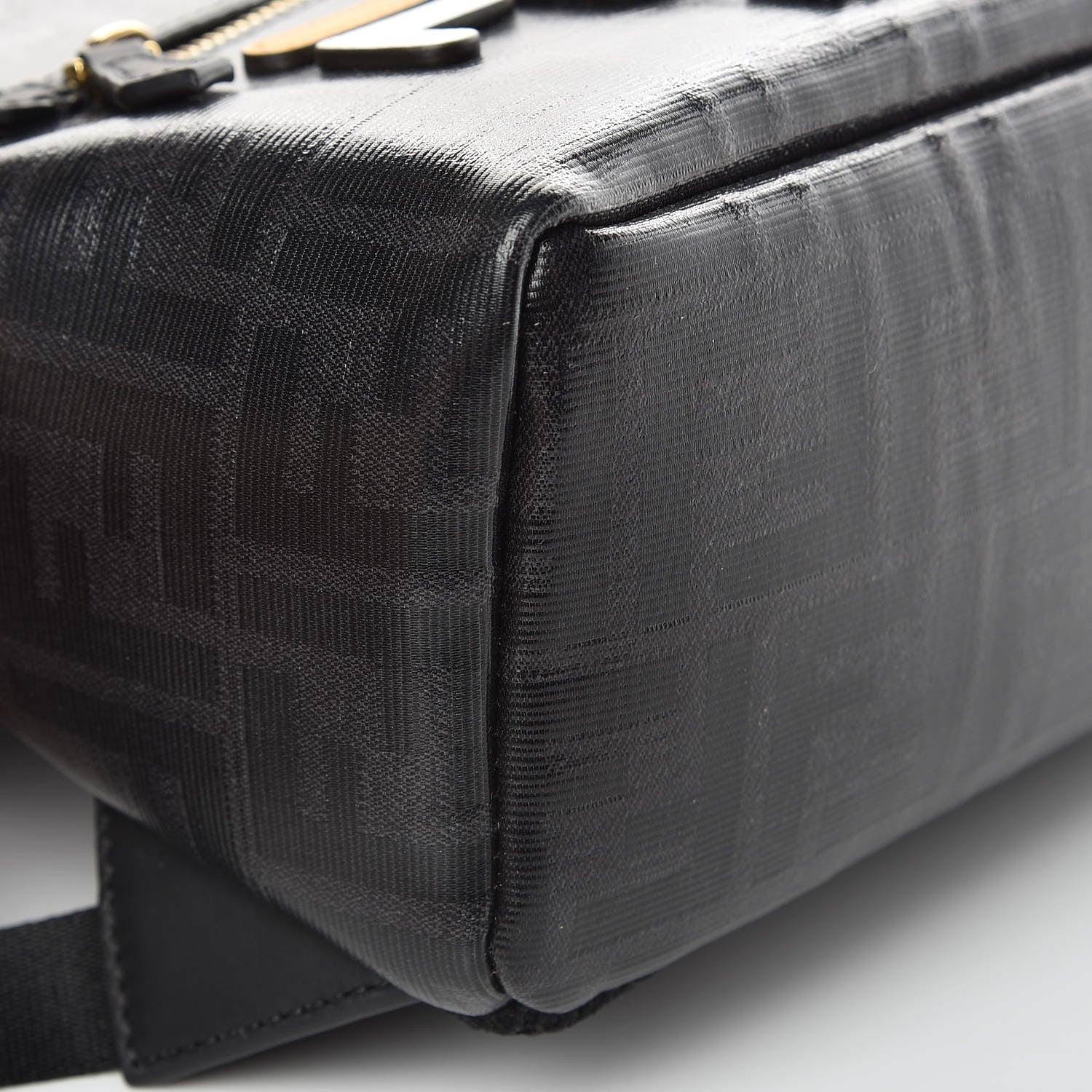 Fendi X FILA Glazed Fabric Vitello Century FF 1974 Mania Mini Backpack Black White 8 of 9