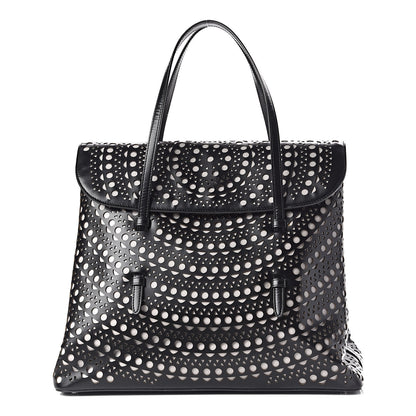 Alaia Calfskin Laser Cut Flap Tote Black 3 of 13