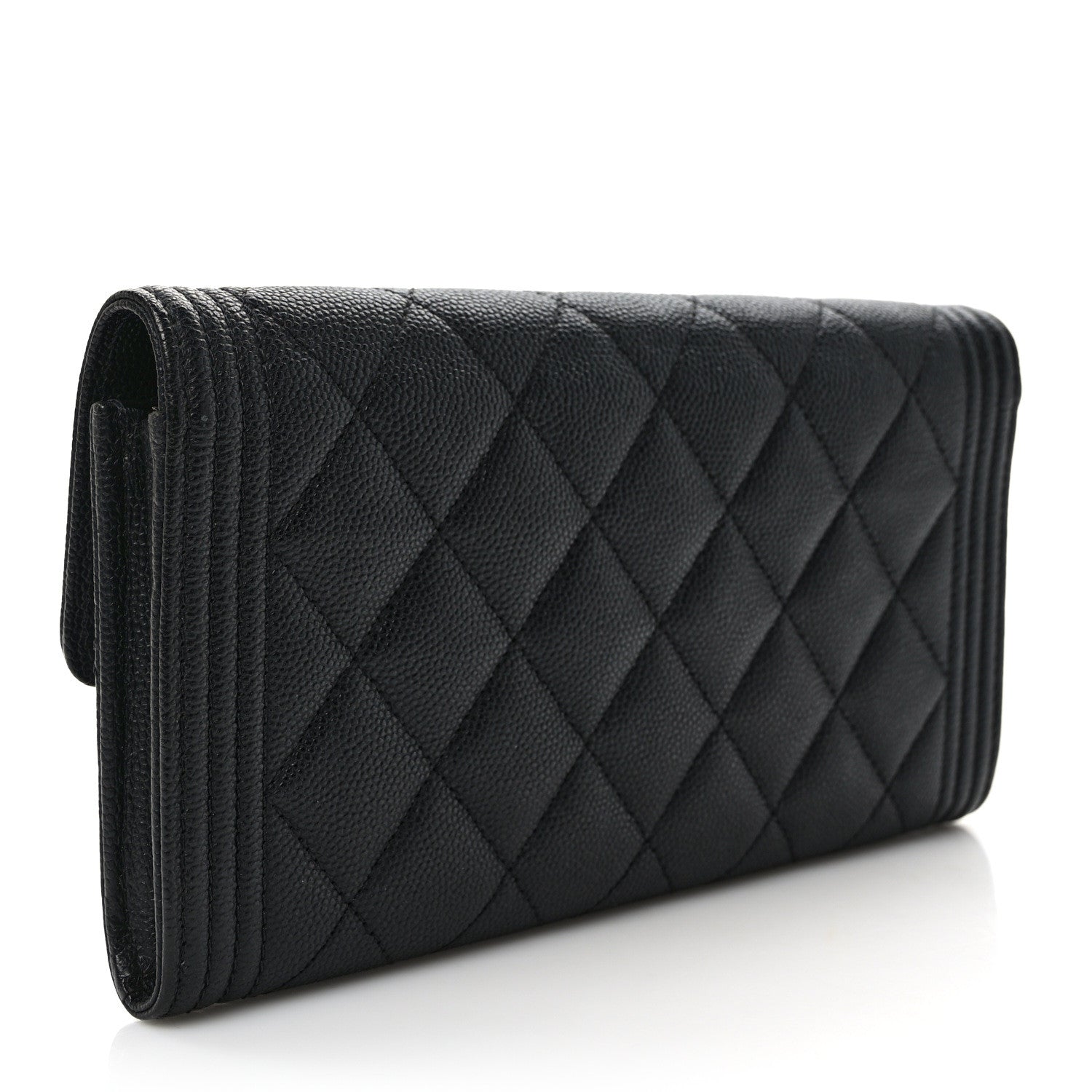 Chanel Caviar Quilted Large Boy Gusset Flap Wallet Black 3 of 8