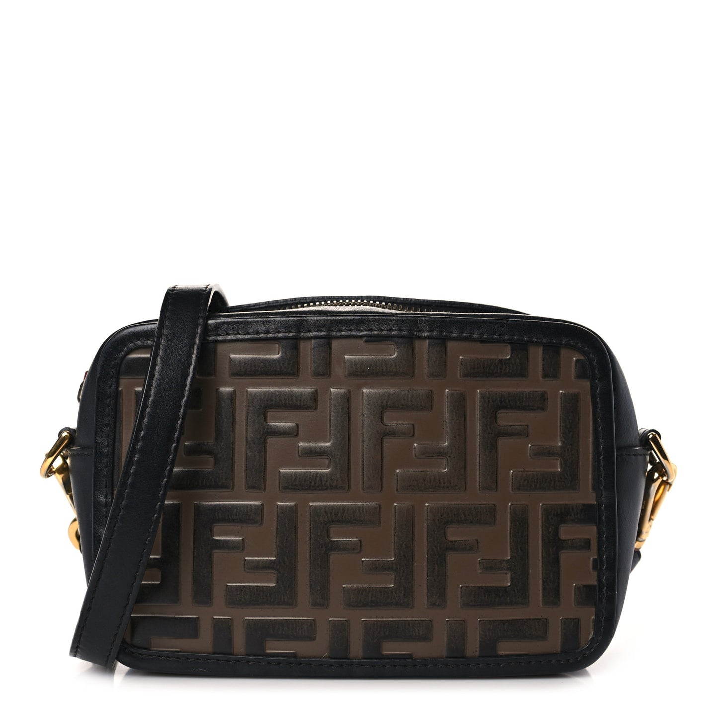 Vitello Century Bi-Color FF 1974 Embossed Mini Camera Case Maya Black