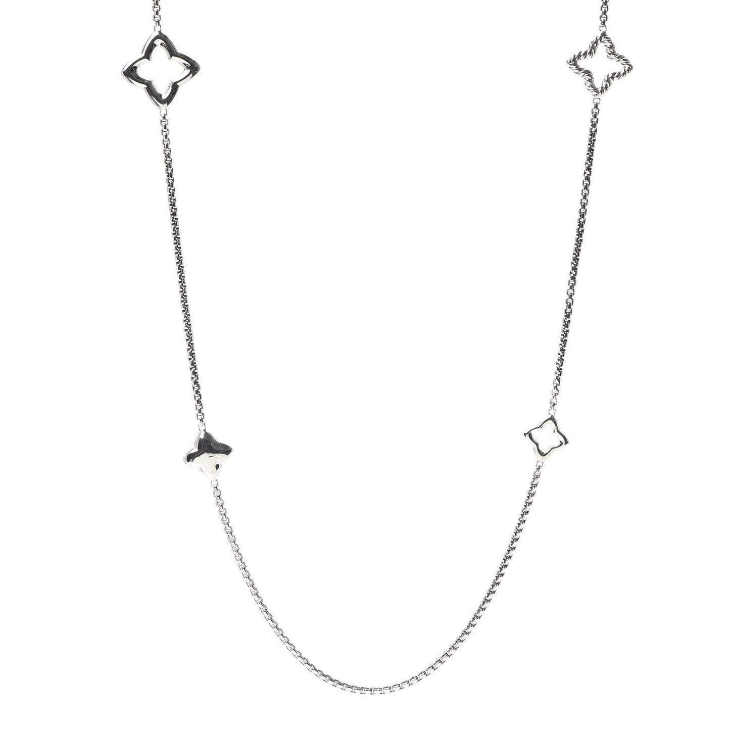 Sterling Silver 25mm Quatrefoil Chain Necklace
