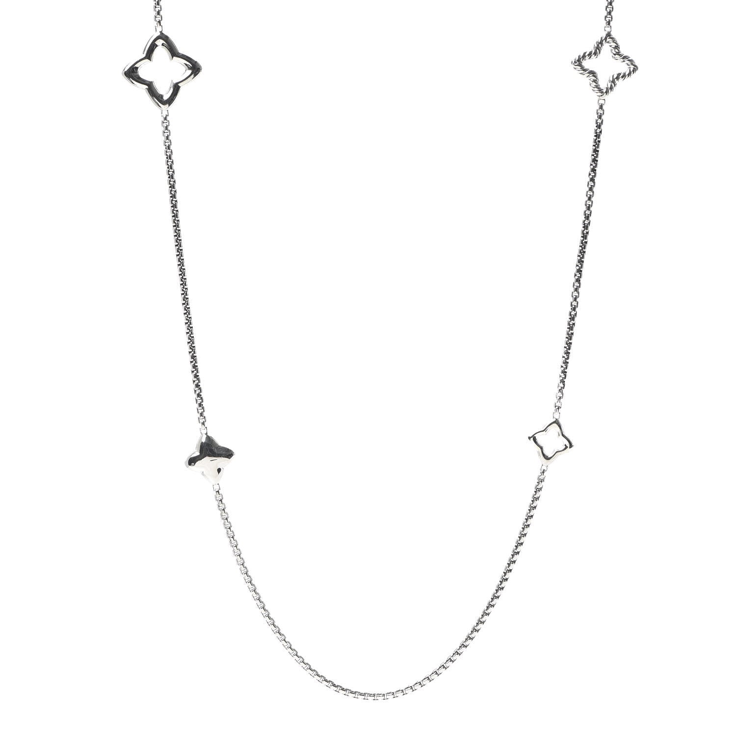 David Yurman Sterling Silver 25mm Quatrefoil Chain Necklace 1 of 5