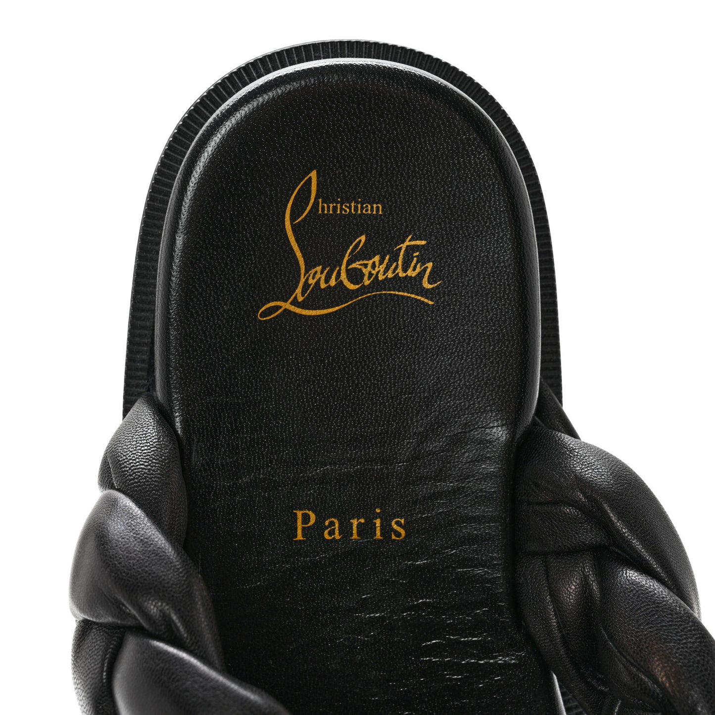 Calfskin Braided Just Brio Slide Sandals 39 Black