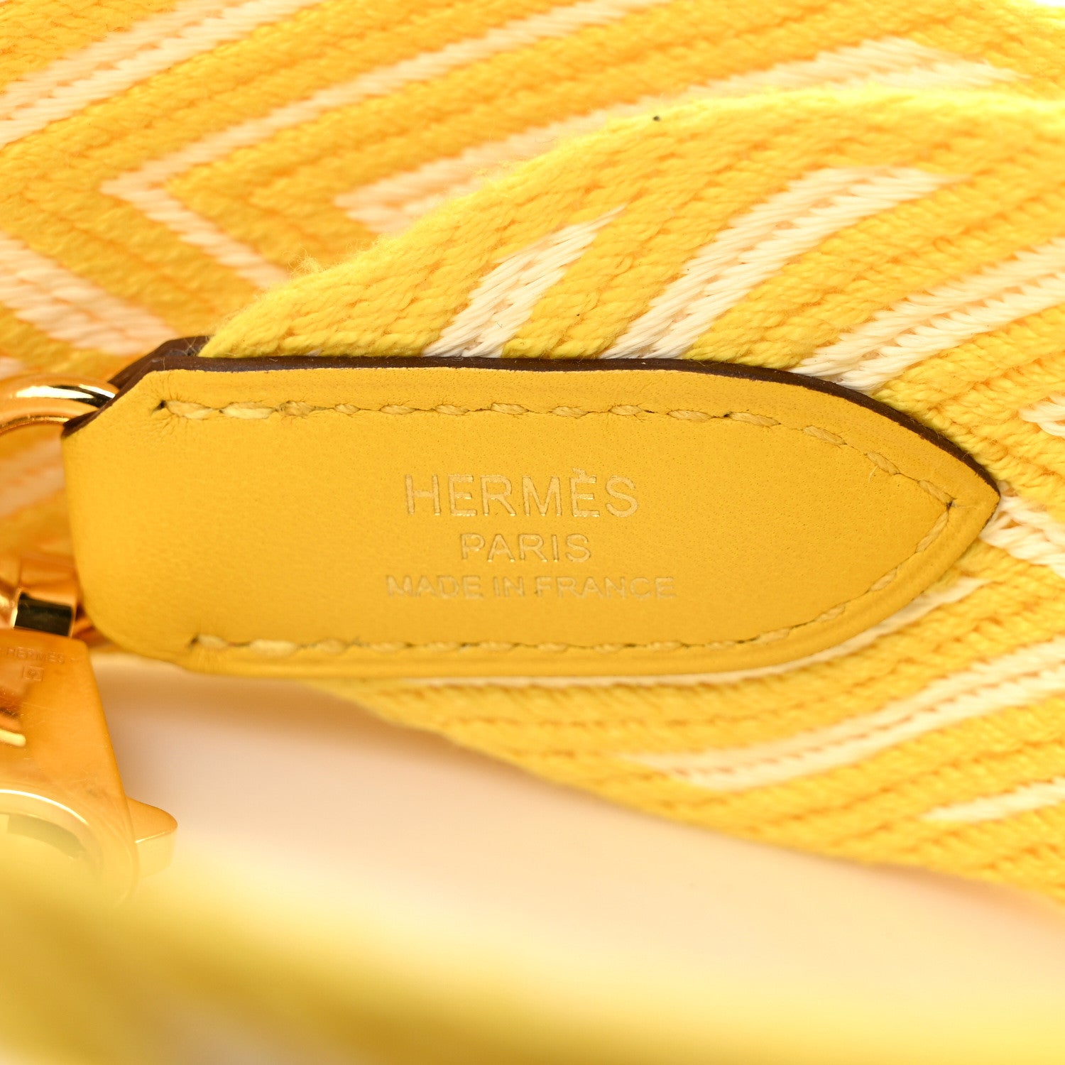 Hermes Toile Swift 50mm Sangle ZigZag Shoulder Strap Jaune Citron Blanc Jaune De Naples 3 of 5