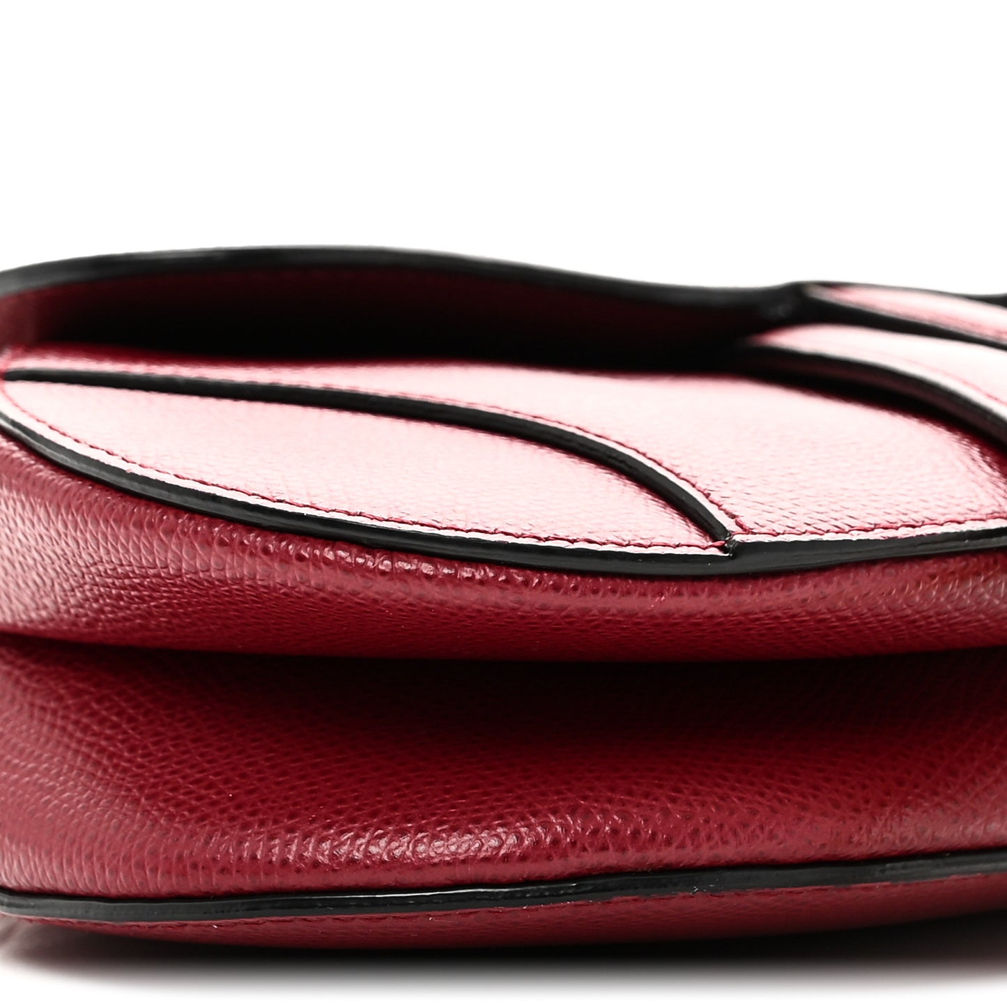 Grained Calfskin Mini Saddle Bag Red