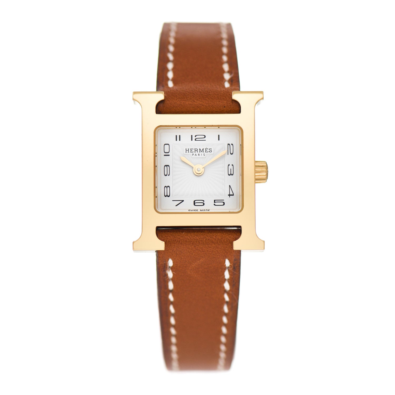 Hermes Stainless Steel Epsom 17.2mm Heure H Hour Quartz Watch Gold 1 of 5