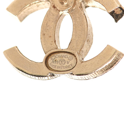 Chanel Crystal Textured CC Earrings Gold 4 of 5