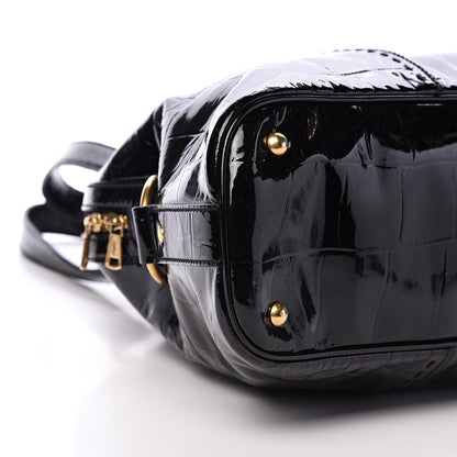 Saint Laurent Crocodile Embossed Patent Large Muse Black 8 of 17