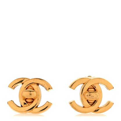 Chanel Metal CC Turnlock Clip On Earrings Gold 1 of 4