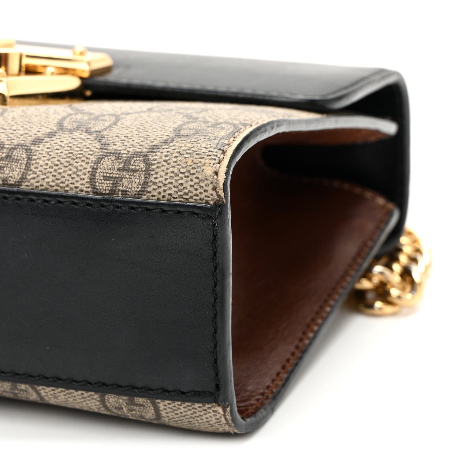 Gucci GG Supreme Monogram Calfskin Small Padlock Shoulder Bag Beige Black Cuir Beige Black Cuir 9 of 12