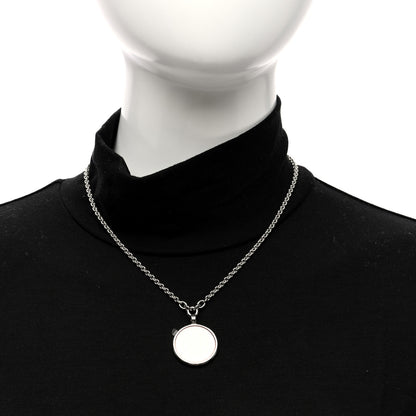 Hermes Lacquered Palladium Enamel Collier Medaille PM Necklace Rose Candeur 2 of 5