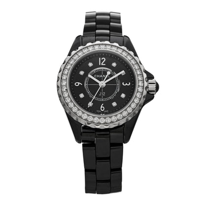 Chanel Stainless Steel Ceramic Diamond Bezel 29mm J12 Quartz Watch Black 1 of 4