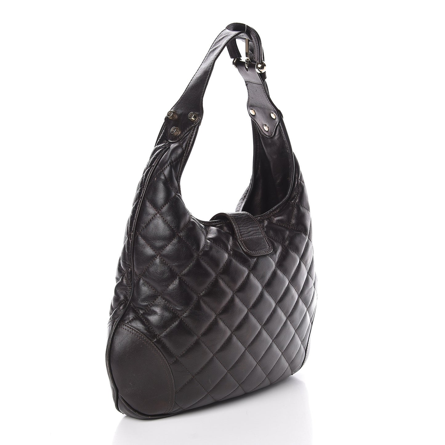Calfskin Quilted Brook Hobo Dark Brown