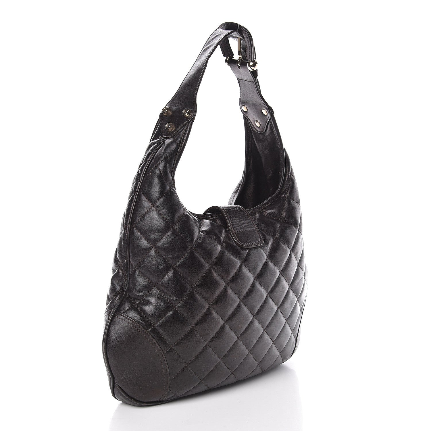 Burberry Calfskin Quilted Brook Hobo Dark Brown 3 of 9