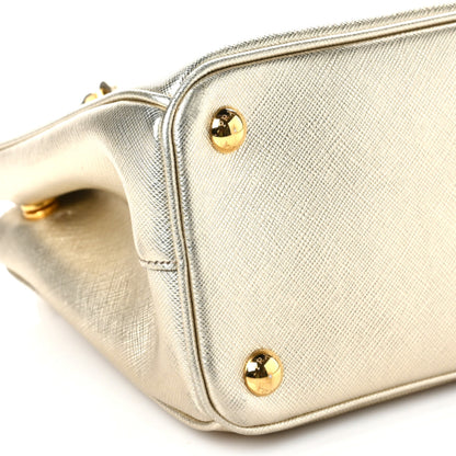 Prada Metallic Saffiano Small Galleria Double Zip Tote Platino 7 of 8