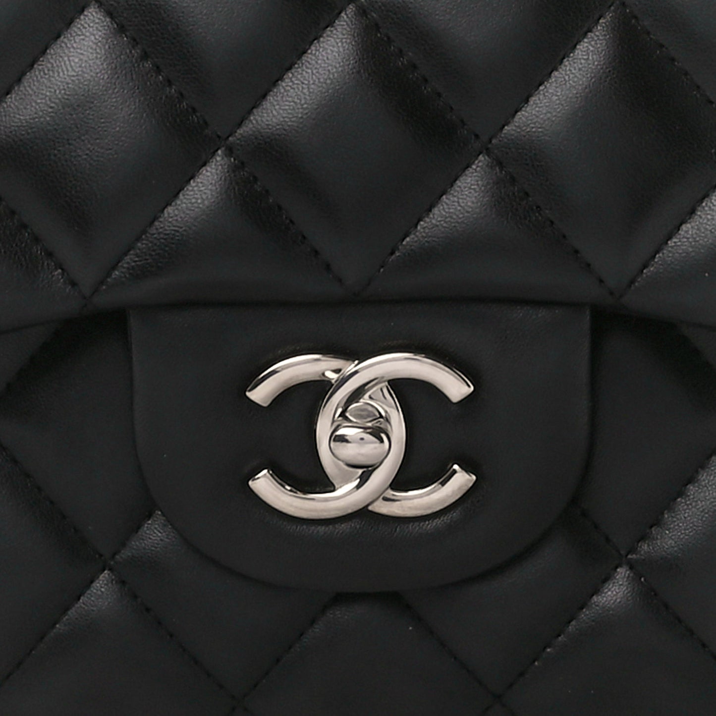 Lambskin Quilted Jumbo Double Flap Black