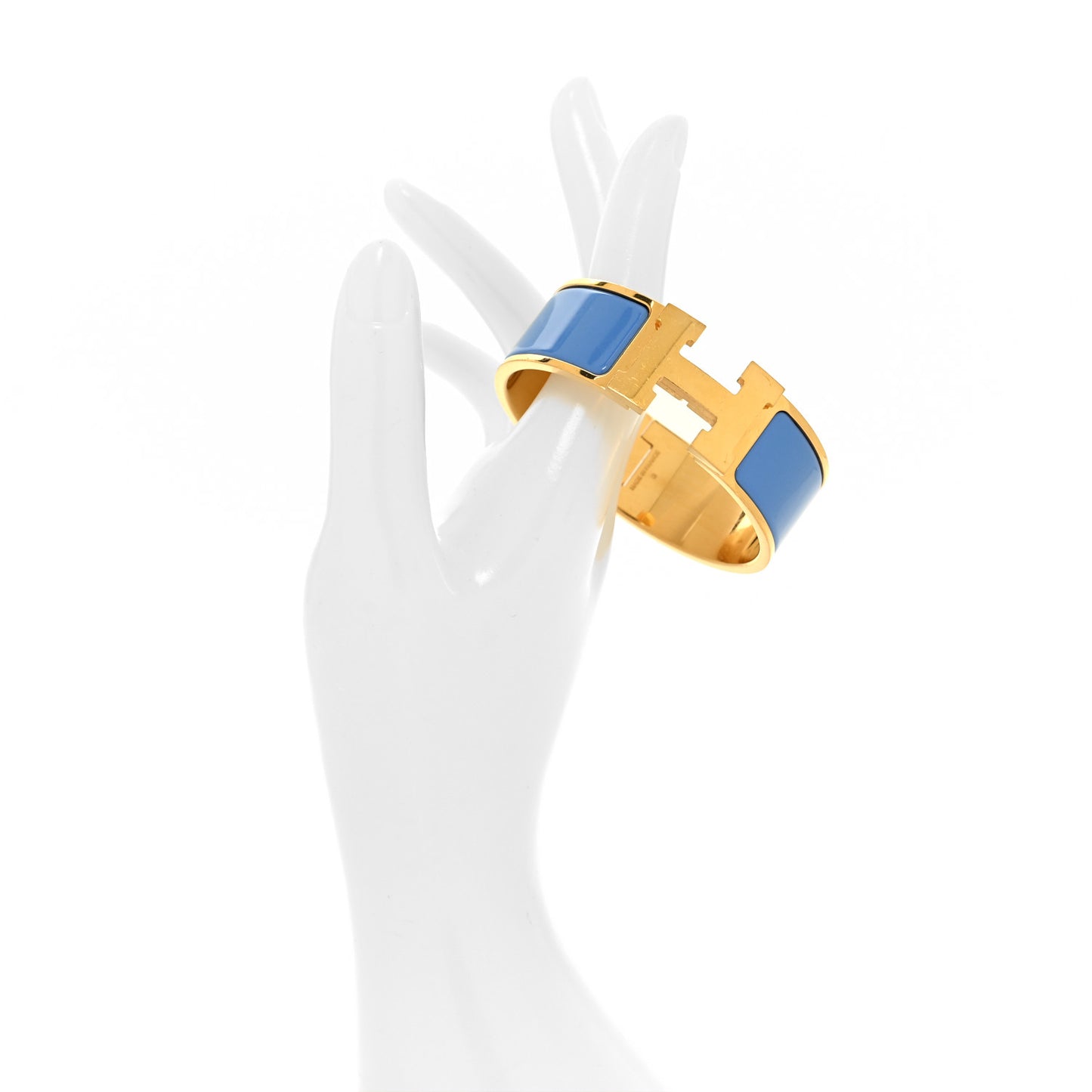Enamel Wide Clic Clac H Bracelet GM Bleu Transat