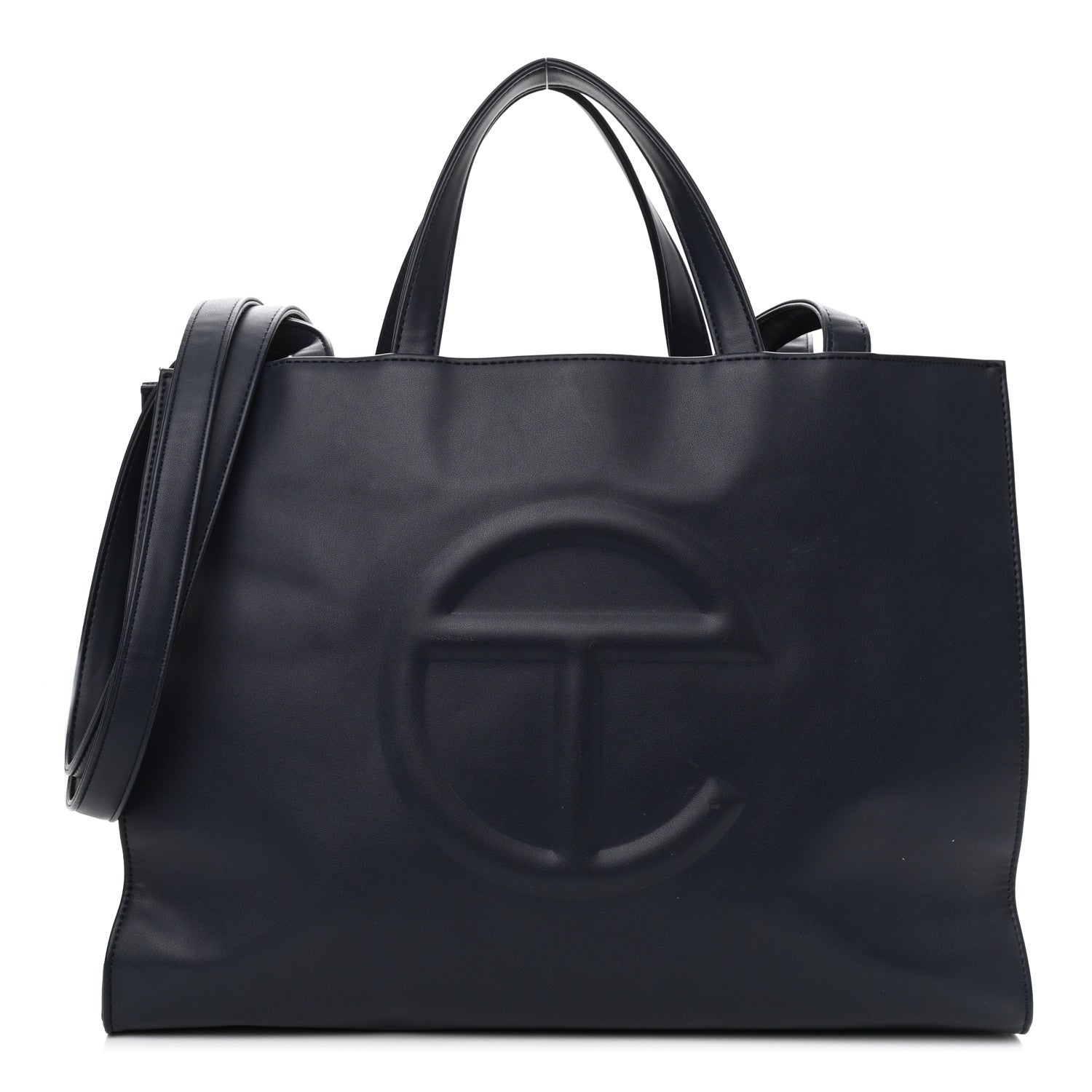 Telfar Vegan Leather Medium Shopping Bag Navy 1 of 12