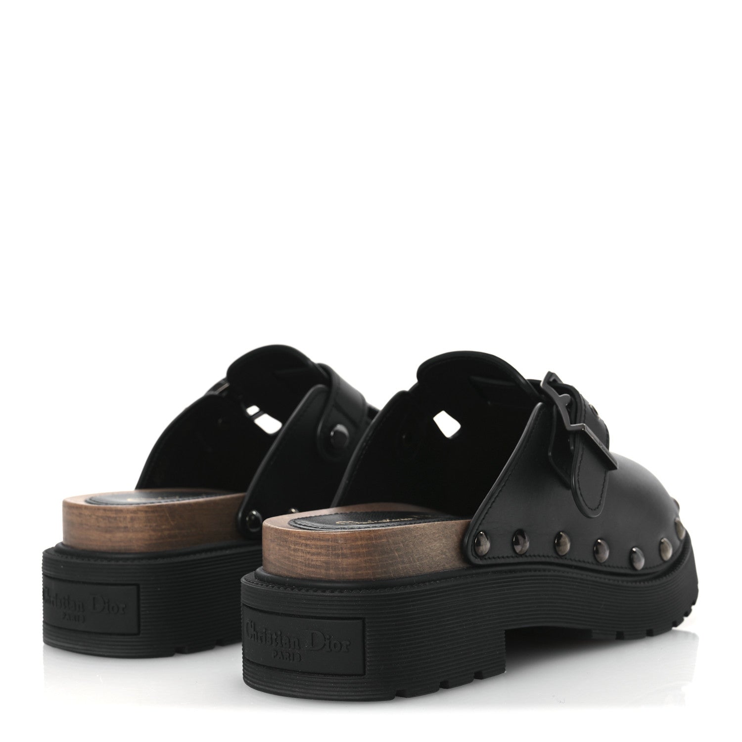 Christian Dior Calfskin Diorquake Buckled Lug Sole 15mm Clogs 36 Black 5 of 11