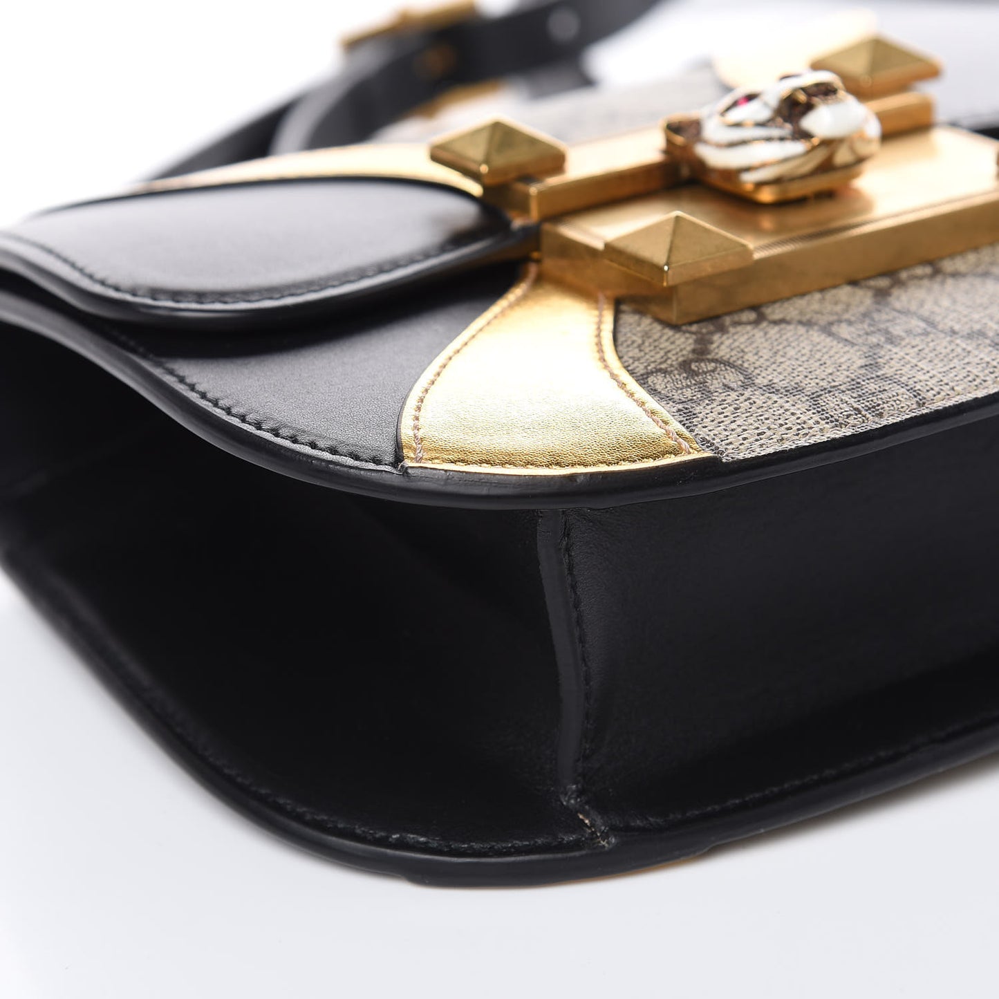 GG Supreme Monogram Small Osiride Shoulder Bag Black Gold