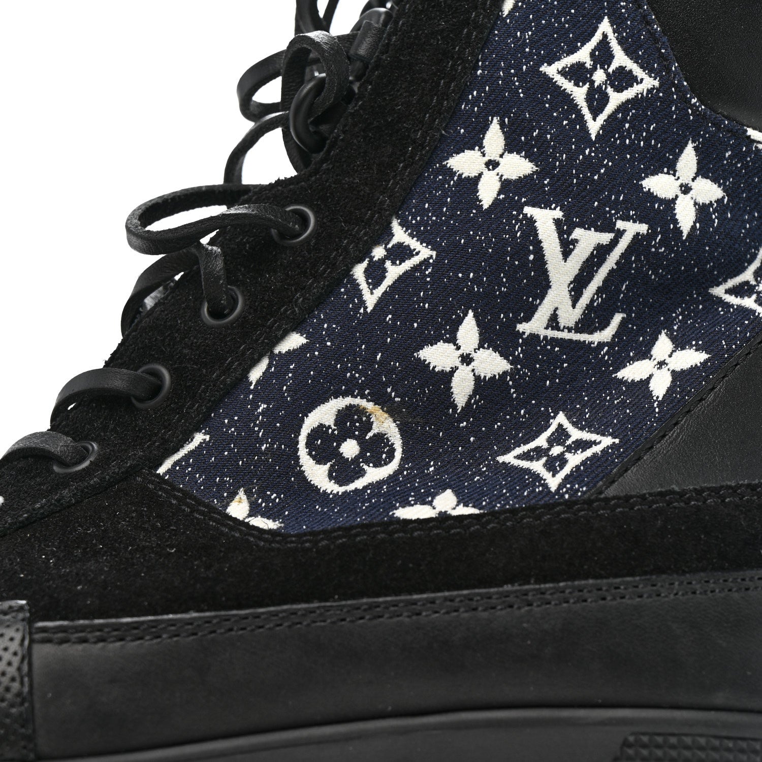 Louis Vuitton Calfskin Monogram Denim Laureate Platform Desert Boots 39.5 Navy Blue 11 of 12