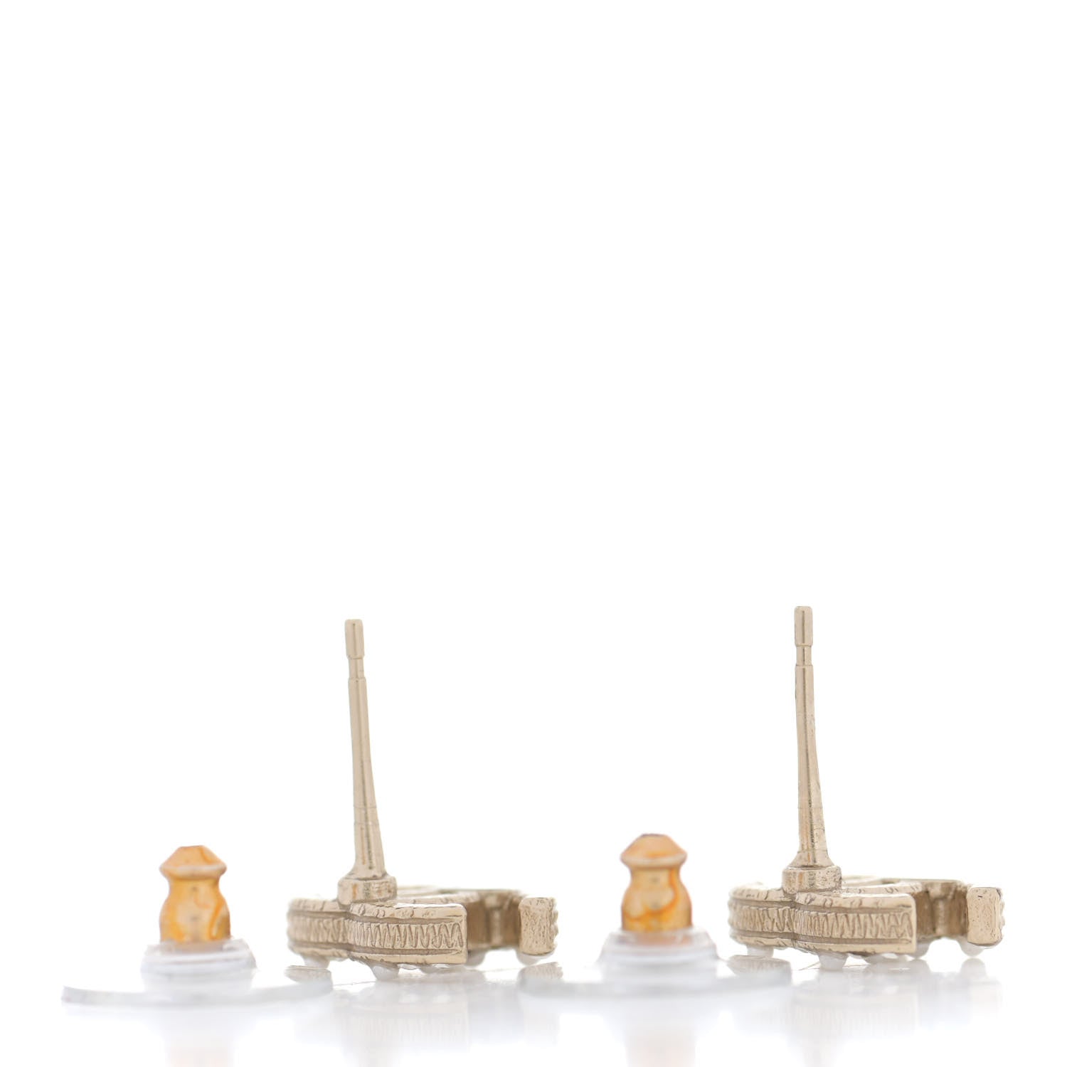 Chanel Pearl Crystal CC Charms Stud Earrings Light Gold 3 of 5