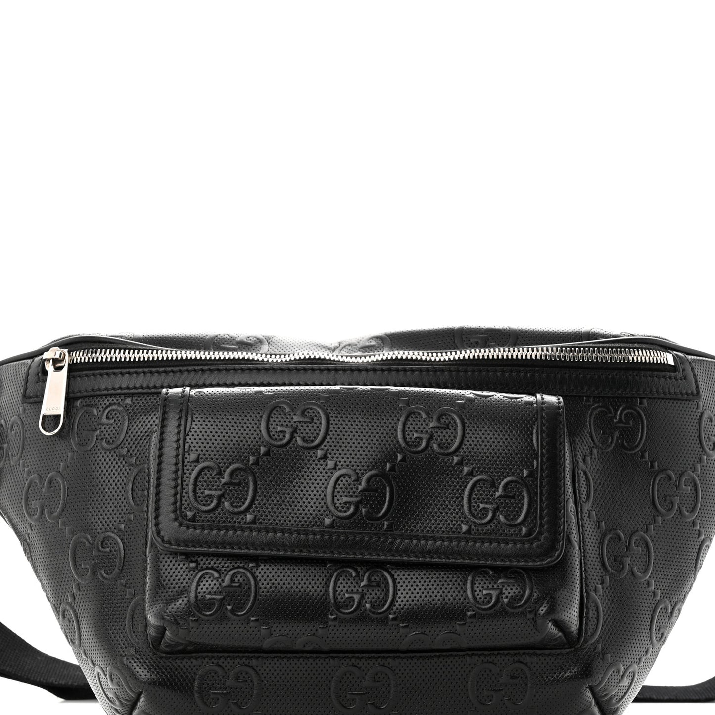 Calfskin GG Tennis Embossed Pocket Belt Bag Black