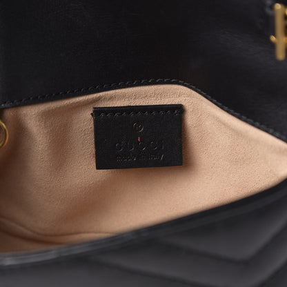 Gucci Calfskin Matelasse Super Mini GG Marmont Shoulder Bag Black 8 of 12
