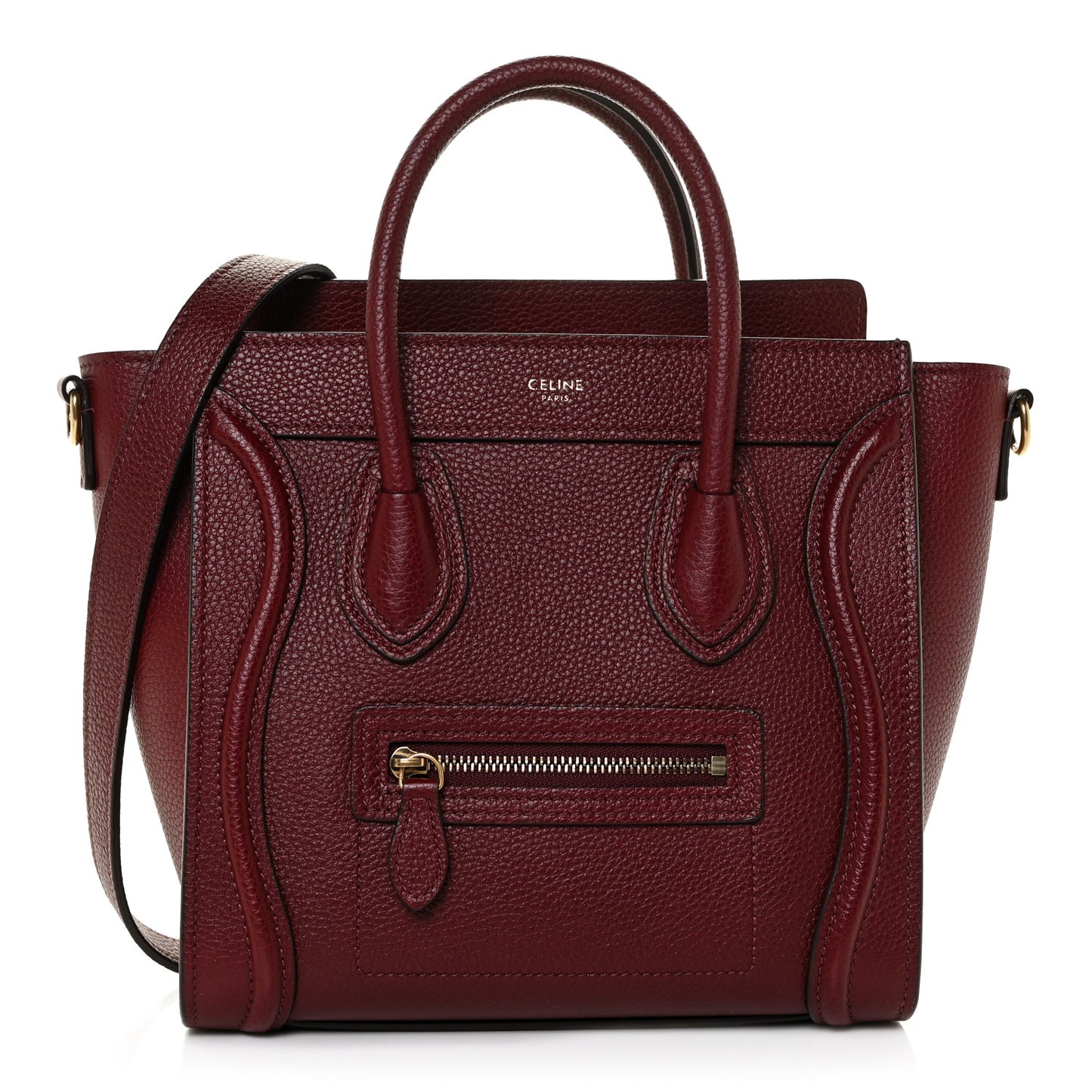 Drummed Calfskin Nano Luggage Light Burgundy