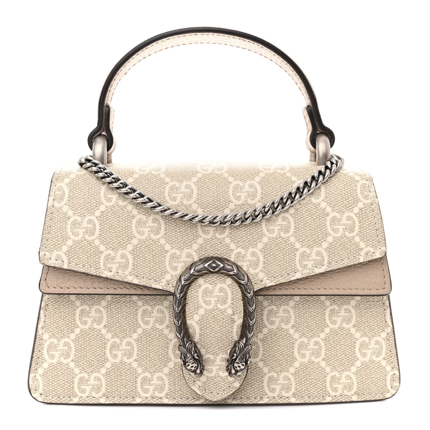 Gucci GG Supreme Monogram Mini Dionysus Top Handle Bag Beige Mystic White Oatmeal 1 of 12