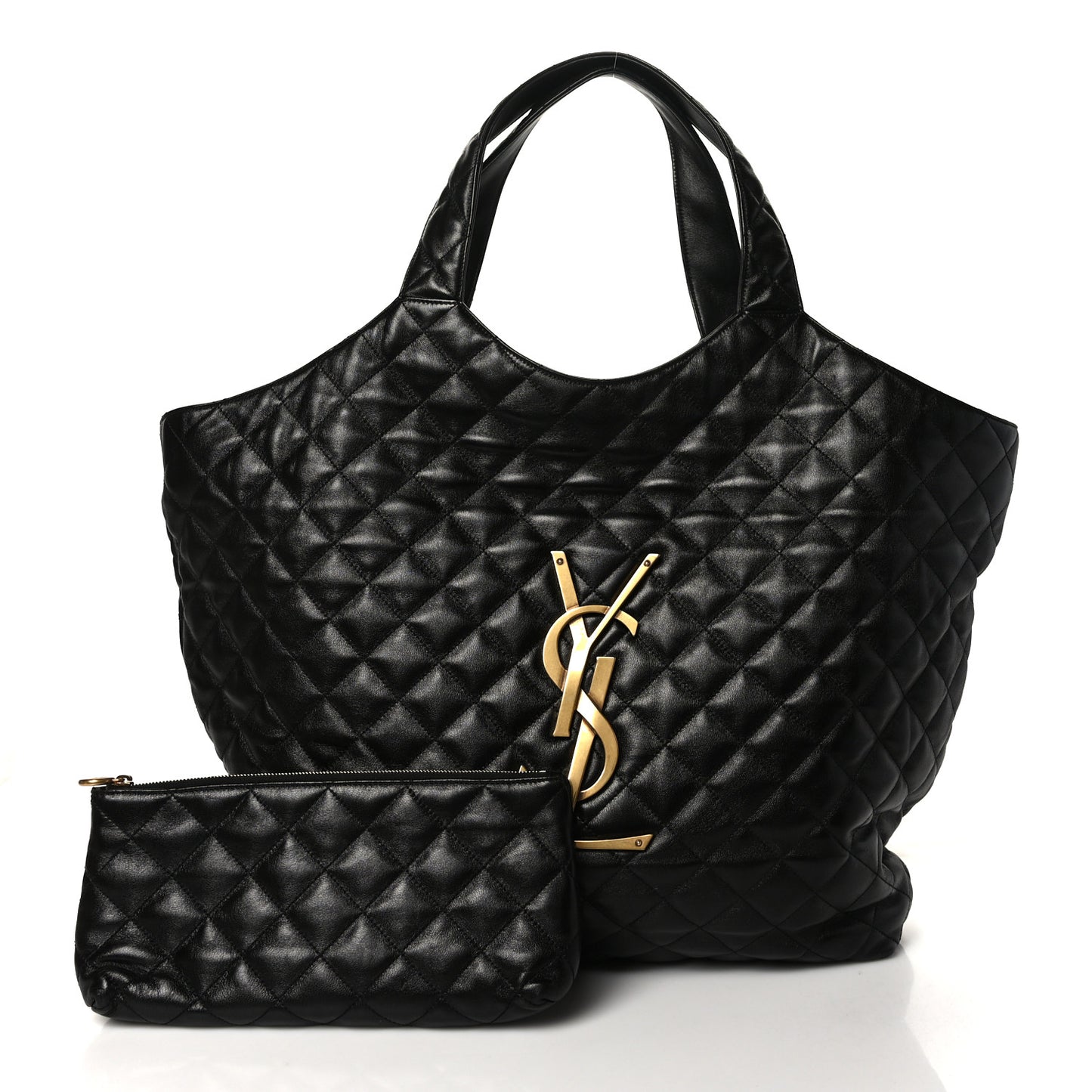 Lambskin Quilted Maxi Icare Shopping Tote Black