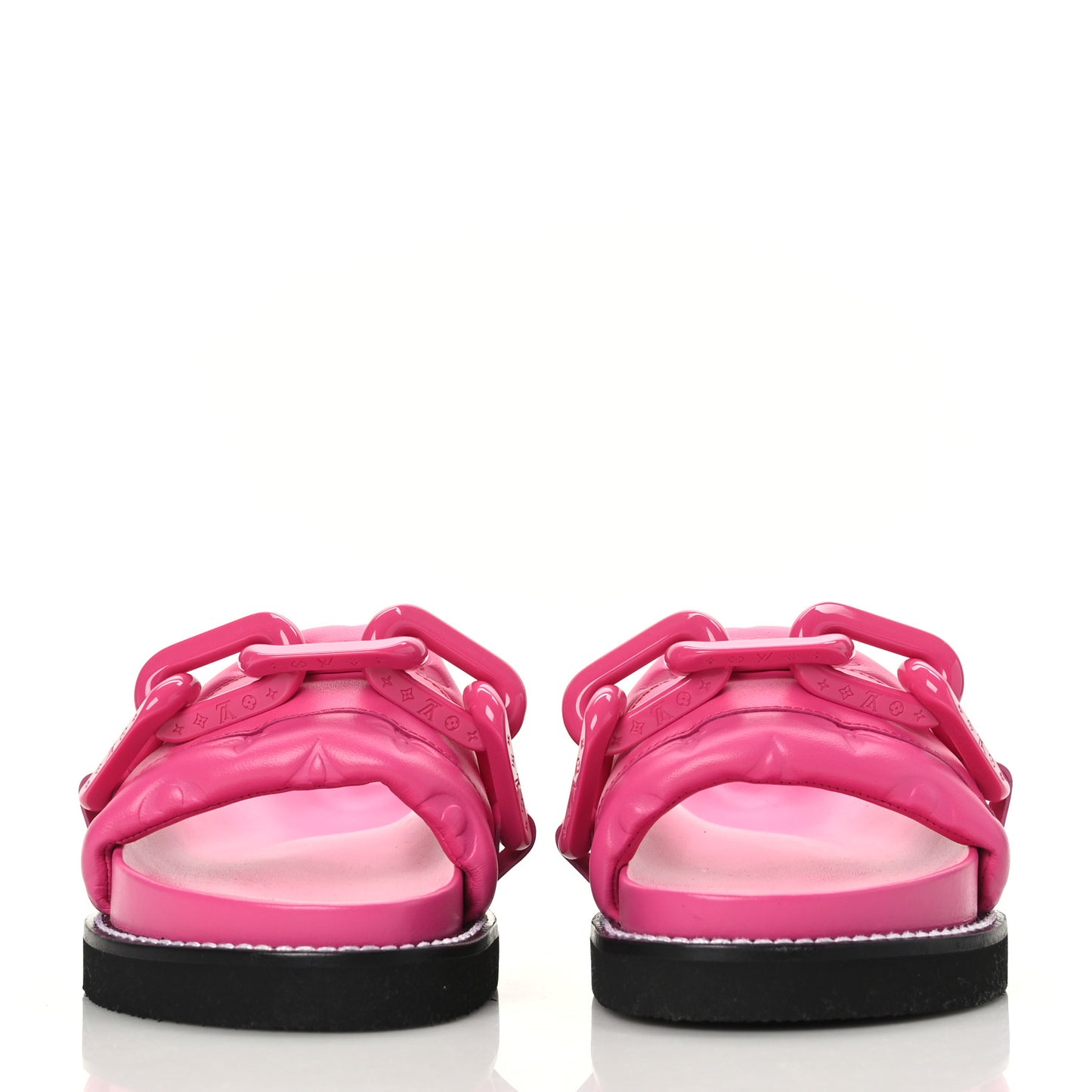 Calfskin Embossed Monogram Sunset Flat Comfort Mule 35 Rose Pop