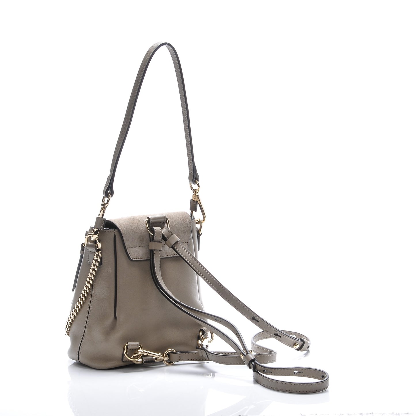 Suede Calfskin Mini Faye Backpack Motty Grey