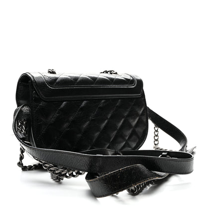 Chanel Shiny Goatskin Quilted Small Double Chained Messenger Flap Black 3 of 13