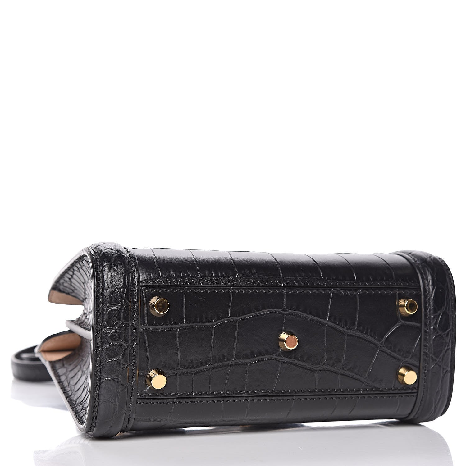 Alexander McQueen Calfskin Crocodile Embossed Mini Heroine 21 Black 4 of 10