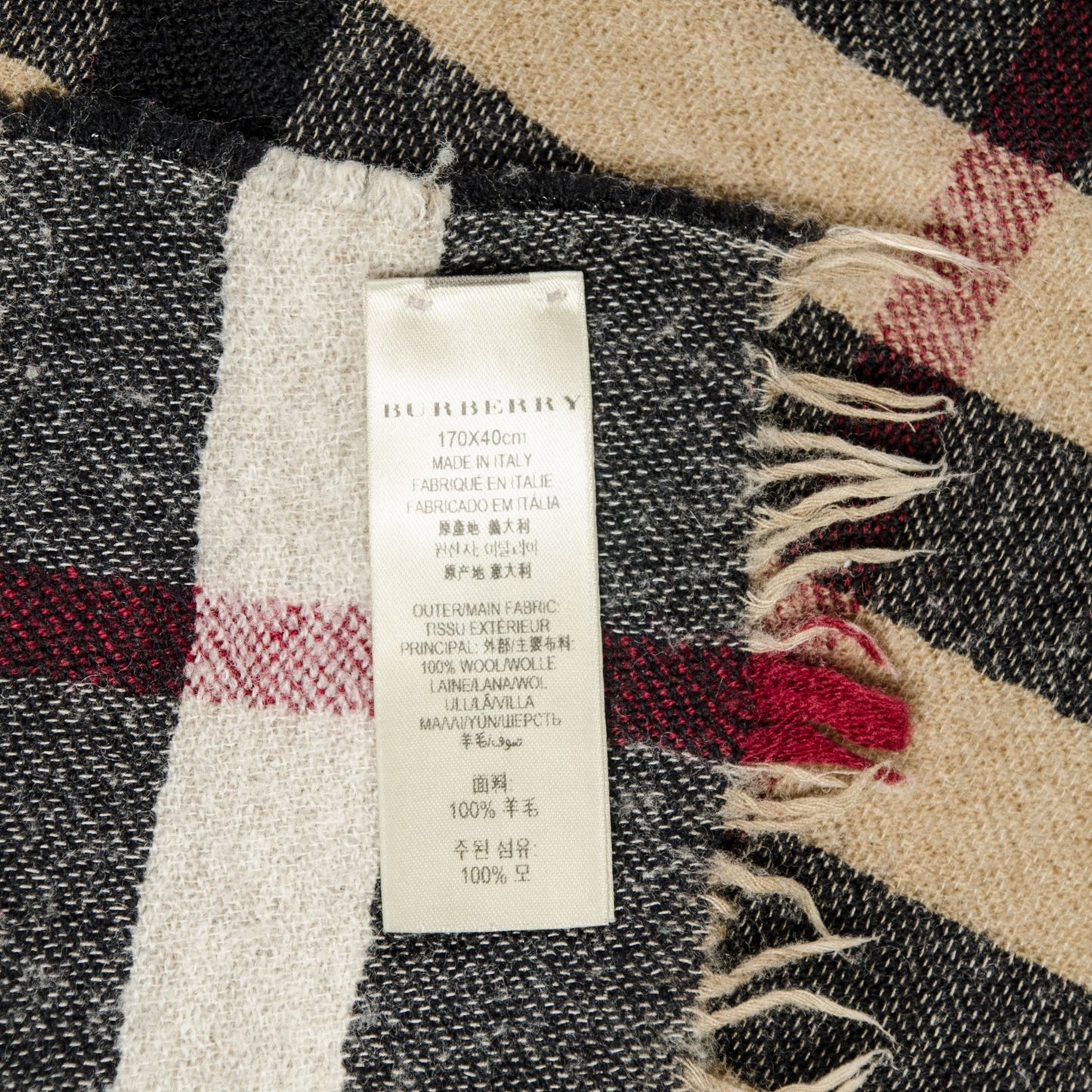 Wool Giant Check Scarf Black