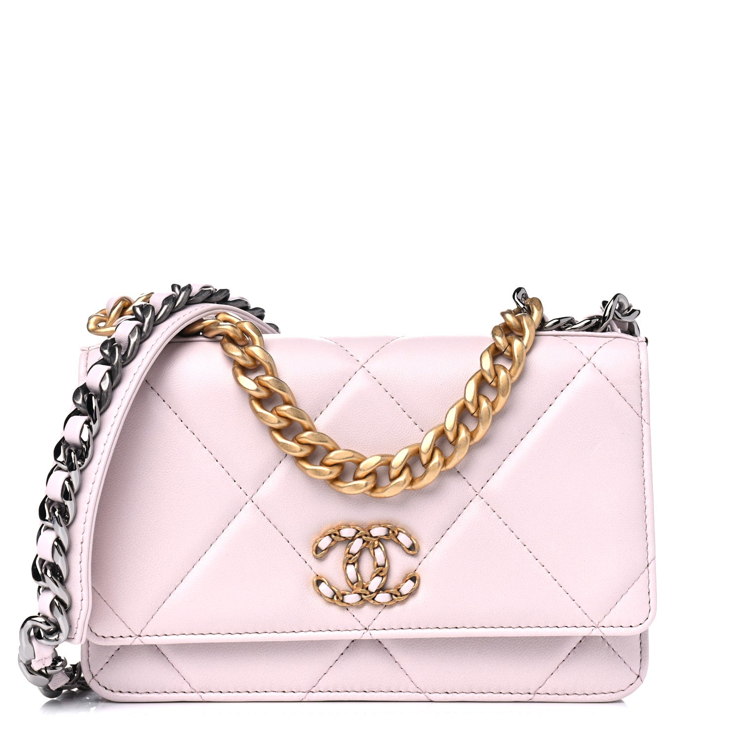 Chanel Lambskin Quilted Chanel 19 Wallet On Chain WOC Light Purple 1 of 7