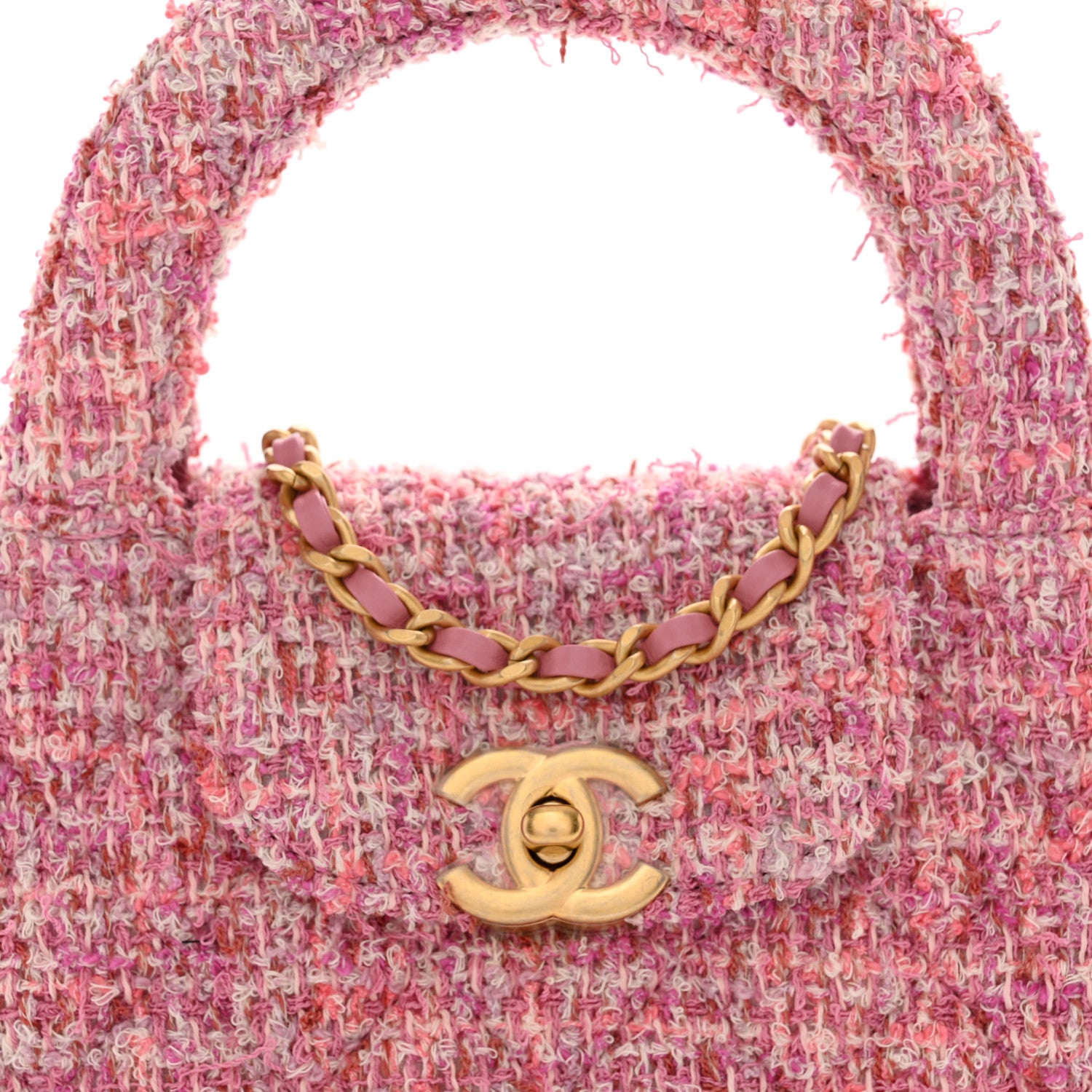 Chanel Tweed Quilted Nano Kelly Shopper Pink 5 of 11