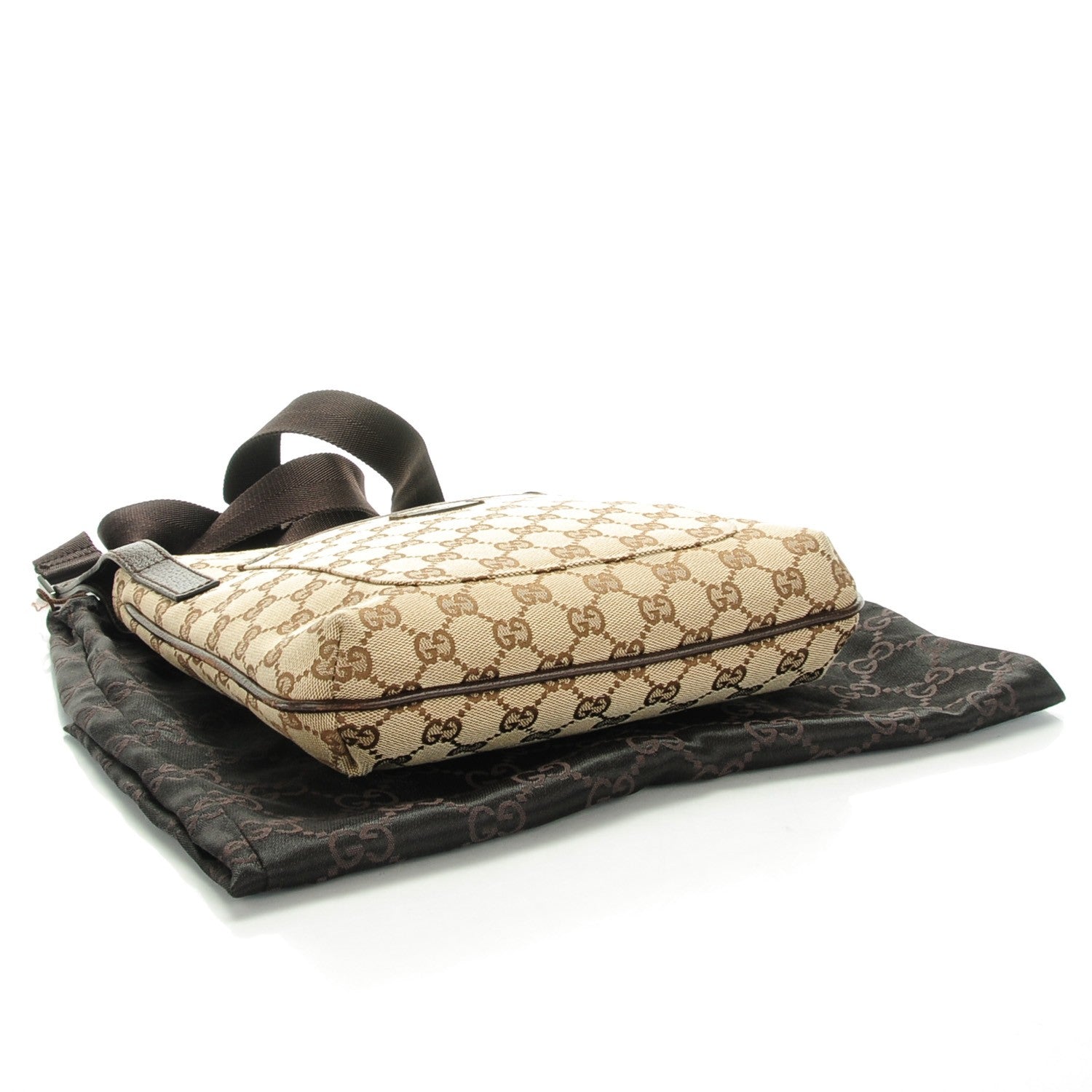 Gucci Monogram Flat Messenger Bag Dark Brown 4 of 7
