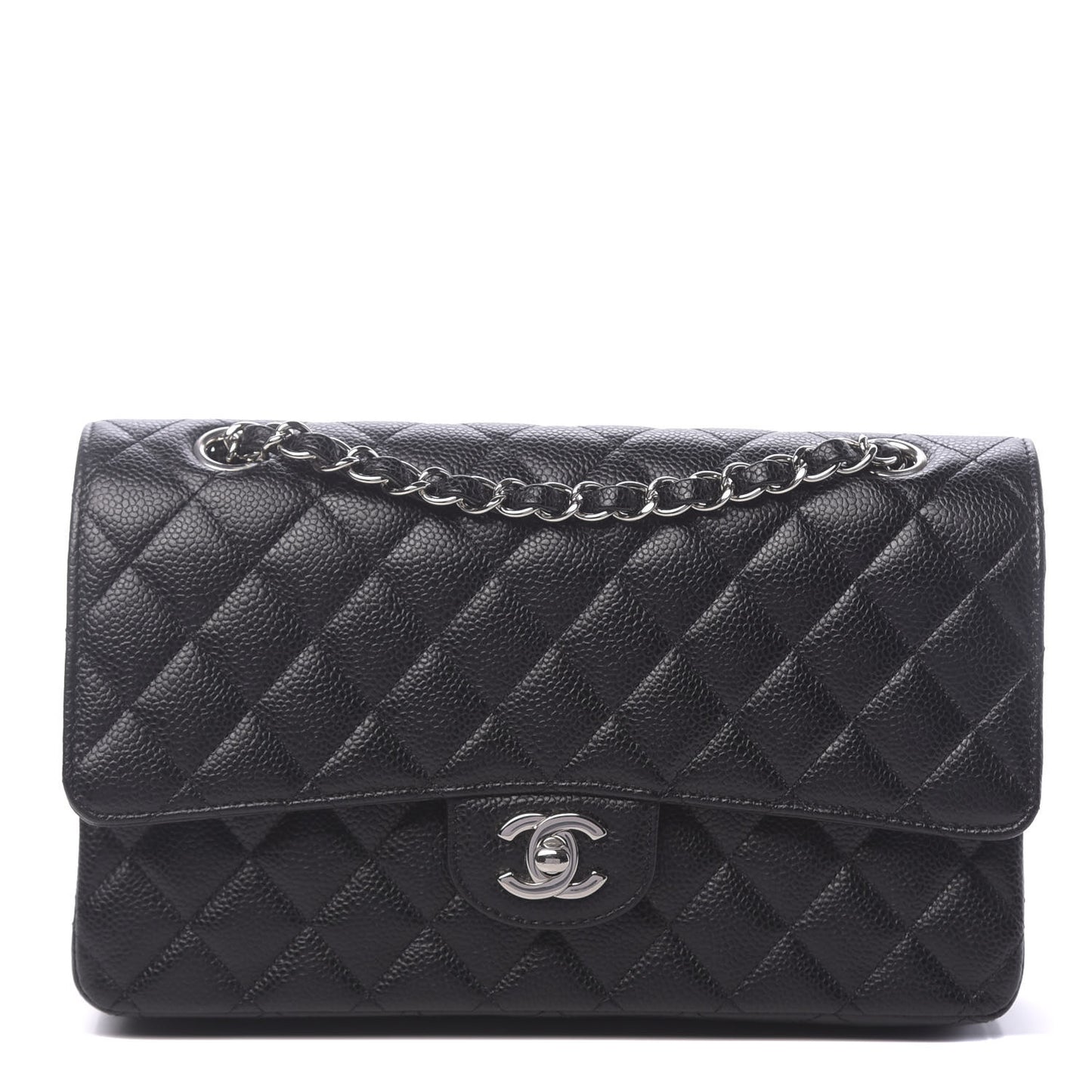 Caviar Quilted Medium Double Flap Black