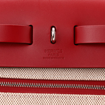 Hermes Toile H Berline Vache Hunter Herbag Zip PM 31 Rouge Piment Ecru 7 of 14