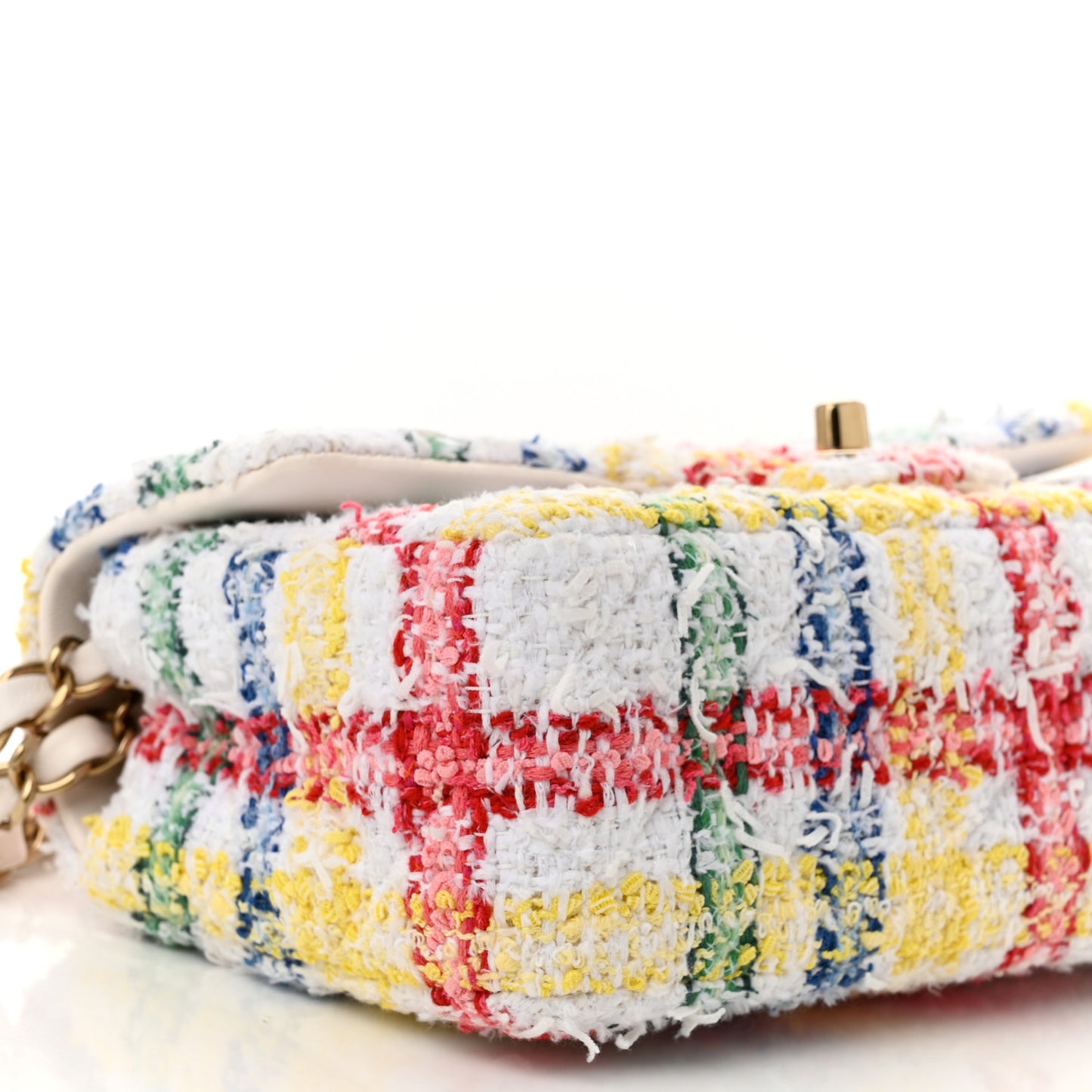 Tweed Quilted Mini Rectangular Flap White Multicolor