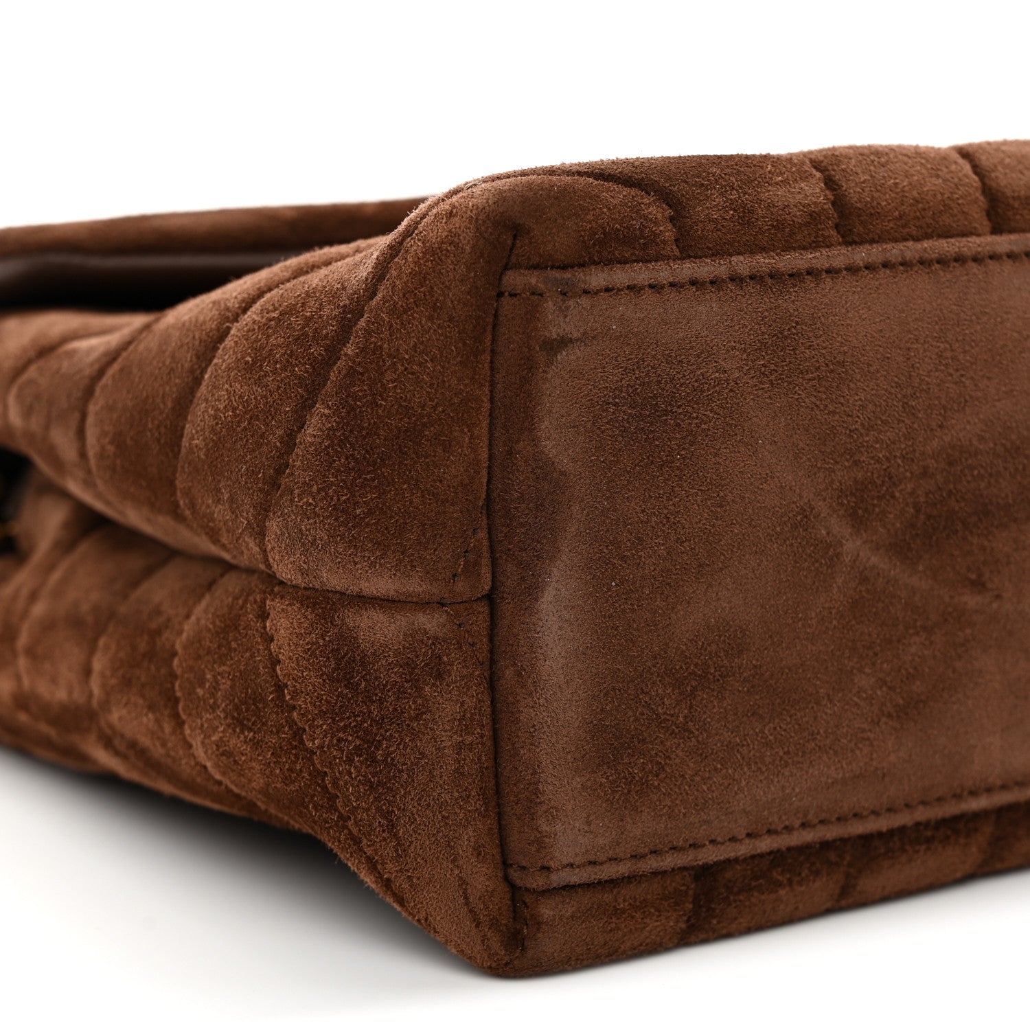 Saint Laurent Suede Calfskin Y Quilted Monogram Small Loulou Chain Satchel Bark Brown 9 of 10