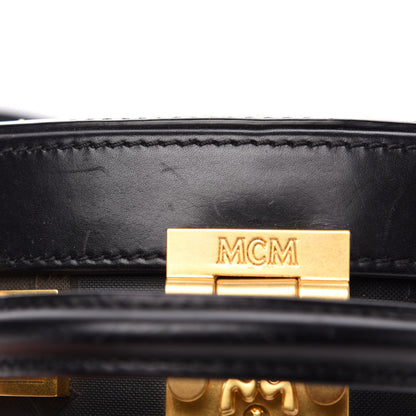 MCM Monogram Coated Canvas Berlin Studded Hat Box Crossbody Black 11 of 12